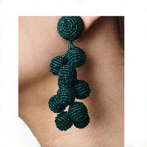 Sachin + Babi Teal Faceted Glass Bead Clip-On Earrings